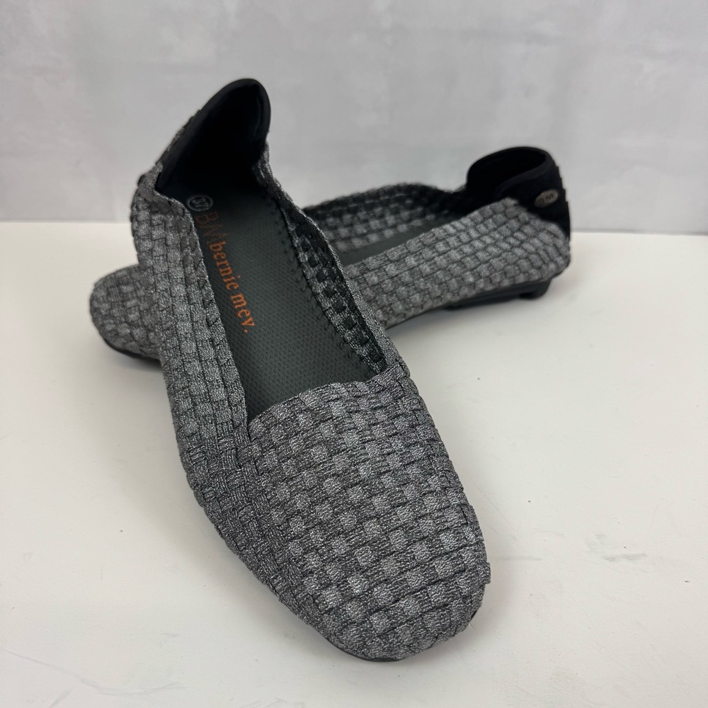 Bernie Mev Catwalk‎ Flat Pewter Weave Woven Slip-On Sz. 37